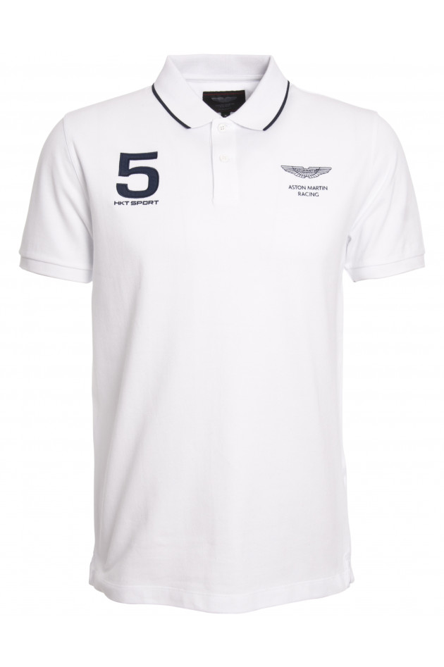 Hackett London Poloshirt in Weiß/Marine