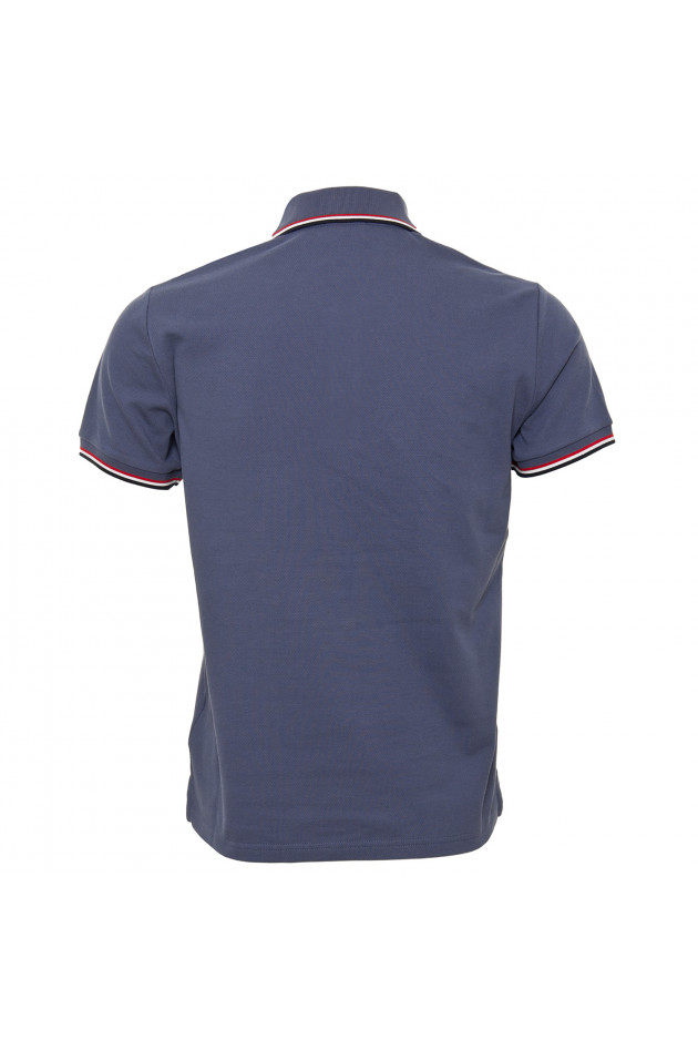 Moncler Poloshirt mit Tricolorekragen in Blau