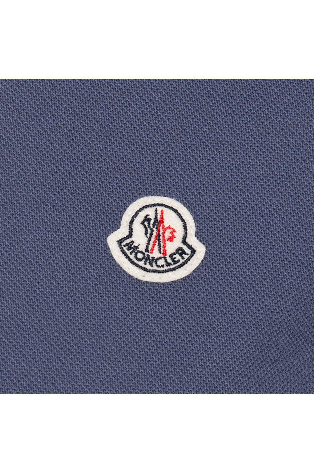 Moncler Poloshirt mit Tricolorekragen in Blau