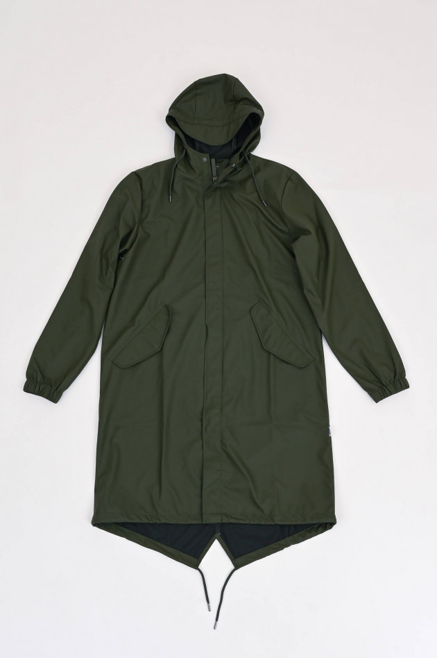 Rains Lange Regenjacke in Oliv