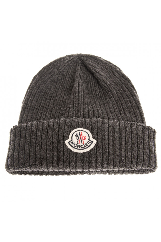 Moncler Rippstrickmütze in Grau