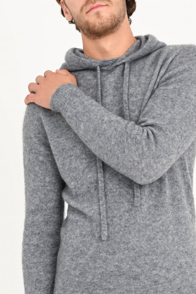 Roberto Collina Hoodie aus Kaschmir-Seiden-Mix in Grau