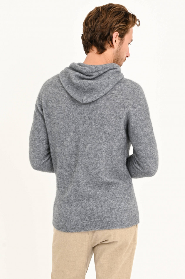 Roberto Collina Hoodie aus Kaschmir-Seiden-Mix in Grau