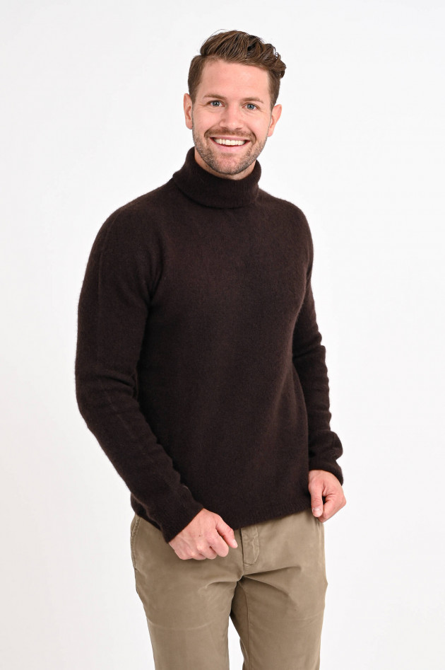 Roberto Collina Rollkragenpullover aus Cashmere in Dunkelbraun