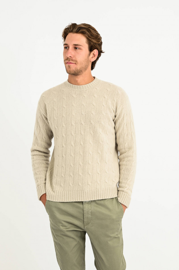 Roberto Collina Pullover mit Zopfstrick-Muster in Hellbeige