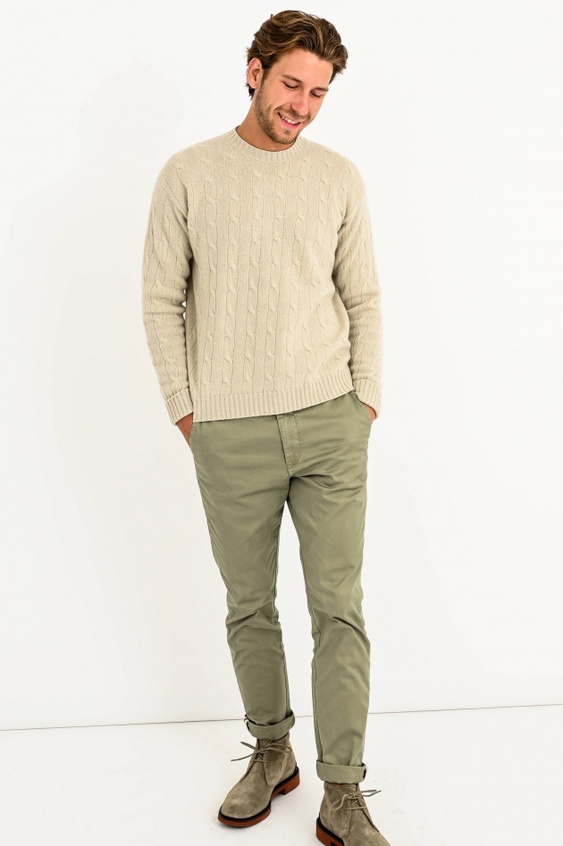 Roberto Collina Pullover mit Zopfstrick-Muster in Hellbeige