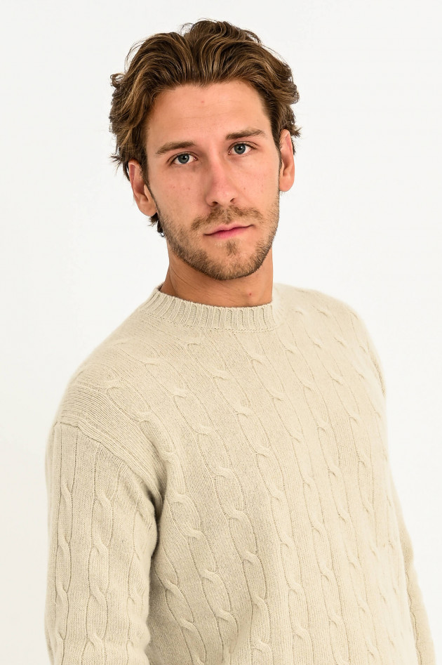 Roberto Collina Pullover mit Zopfstrick-Muster in Hellbeige