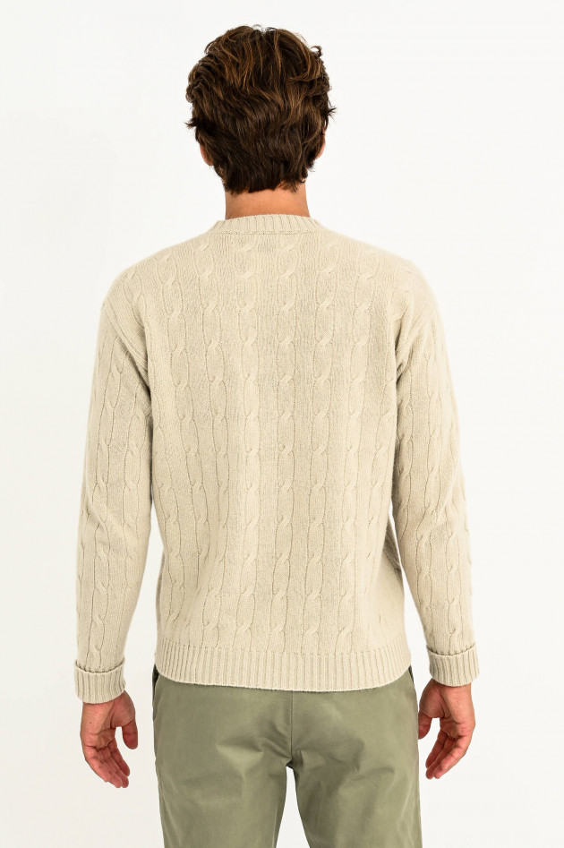 Roberto Collina Pullover mit Zopfstrick-Muster in Hellbeige