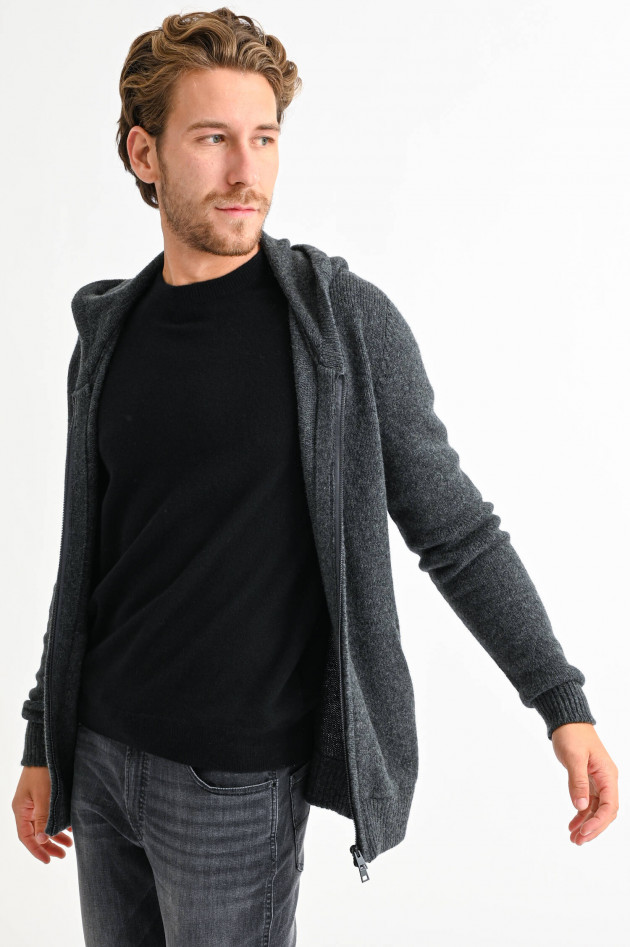 Roberto Collina Strickjacke aus Woll-Mix in Anthrazit