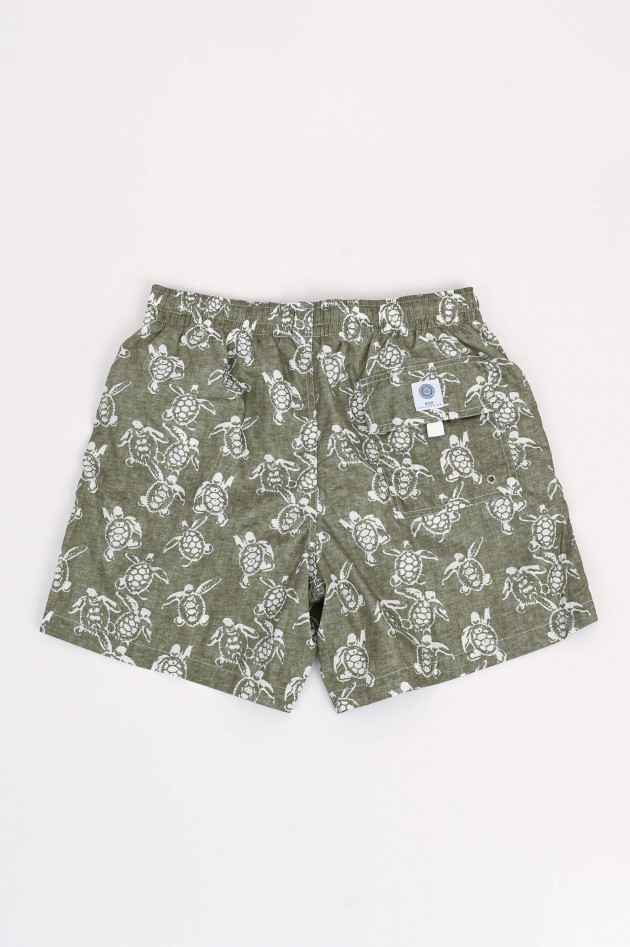 Rosi Collection Badehose mit Schildkröten-Print in Oliv/Weiß