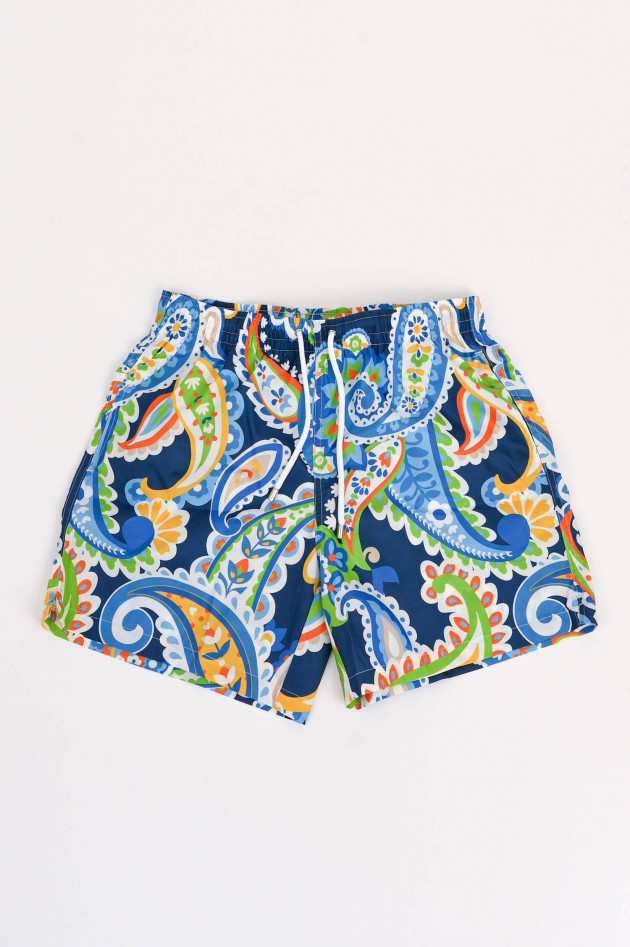 Rosi Collection Badehose mit floralem Print in Multicolor/Blau