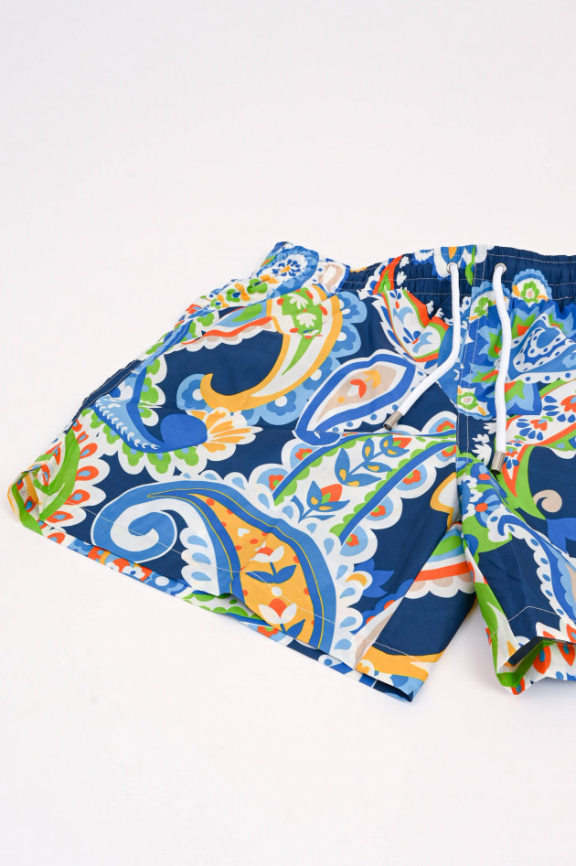 Rosi Collection Badehose mit floralem Print in Multicolor/Blau