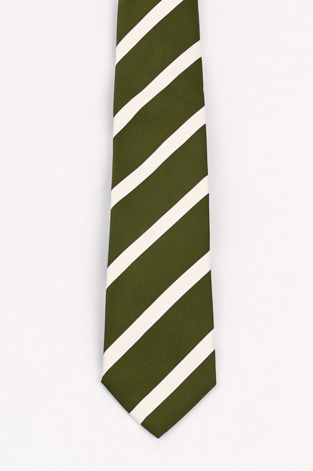 Rosi Collection Gestreifte Krawatte in Oliv/Weiß