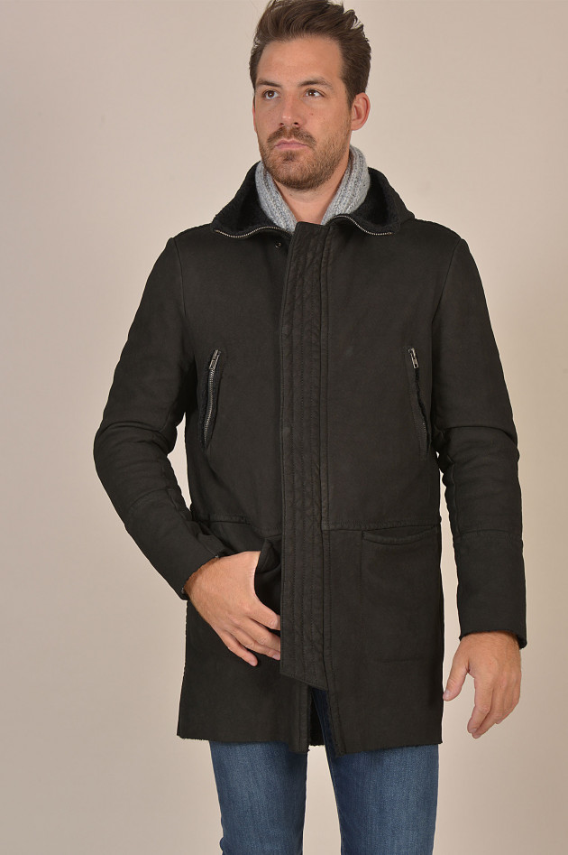 Salvatore Santoro Parka aus Leder in Schwarz