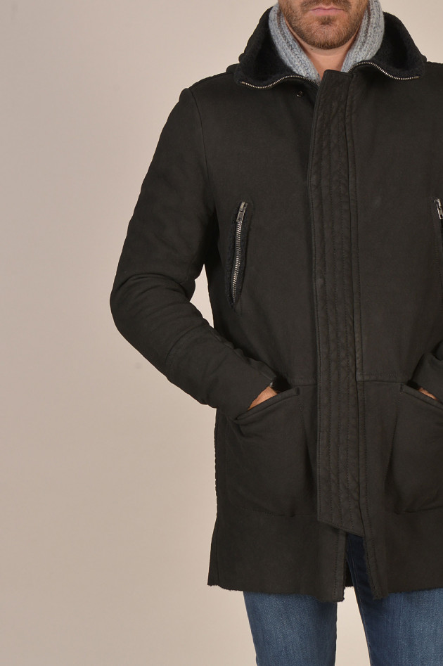 Salvatore Santoro Parka aus Leder in Schwarz