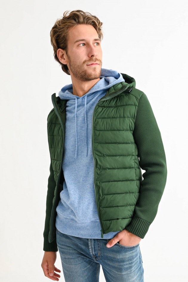 Save the duck Strickjacke mit Stepp-EInsatz in Piniengrün