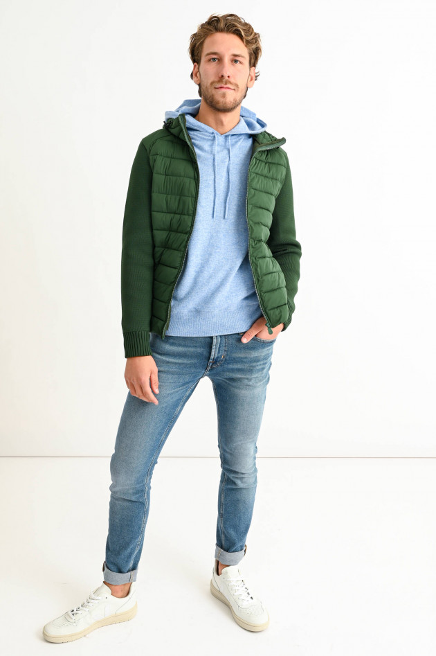 Save the duck Strickjacke mit Stepp-EInsatz in Piniengrün