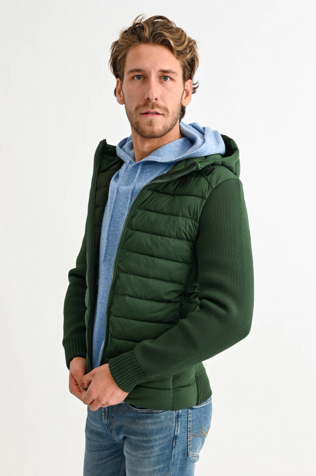Save the duck Strickjacke mit Stepp-EInsatz in Piniengrün