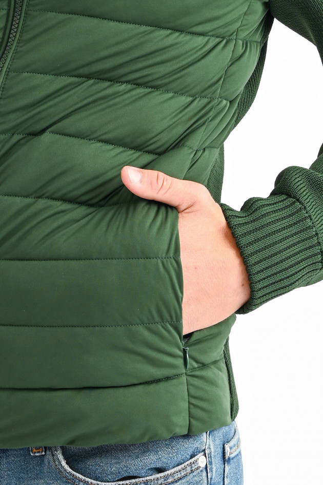 Save the duck Strickjacke mit Stepp-EInsatz in Piniengrün
