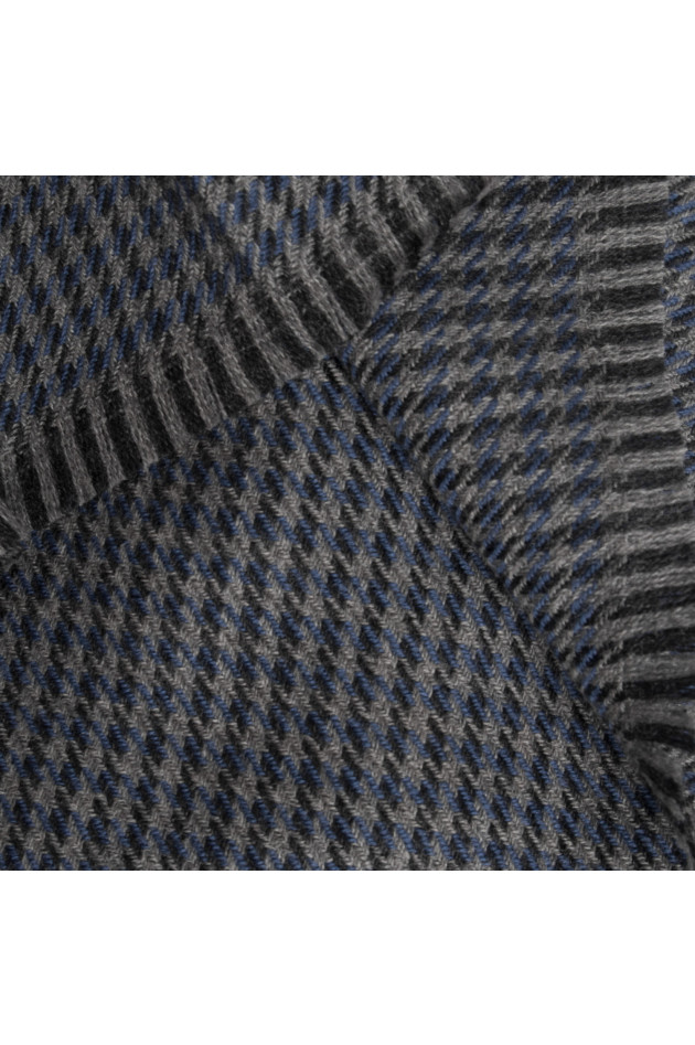 Pelo Schal in Blau/Grau gemustert