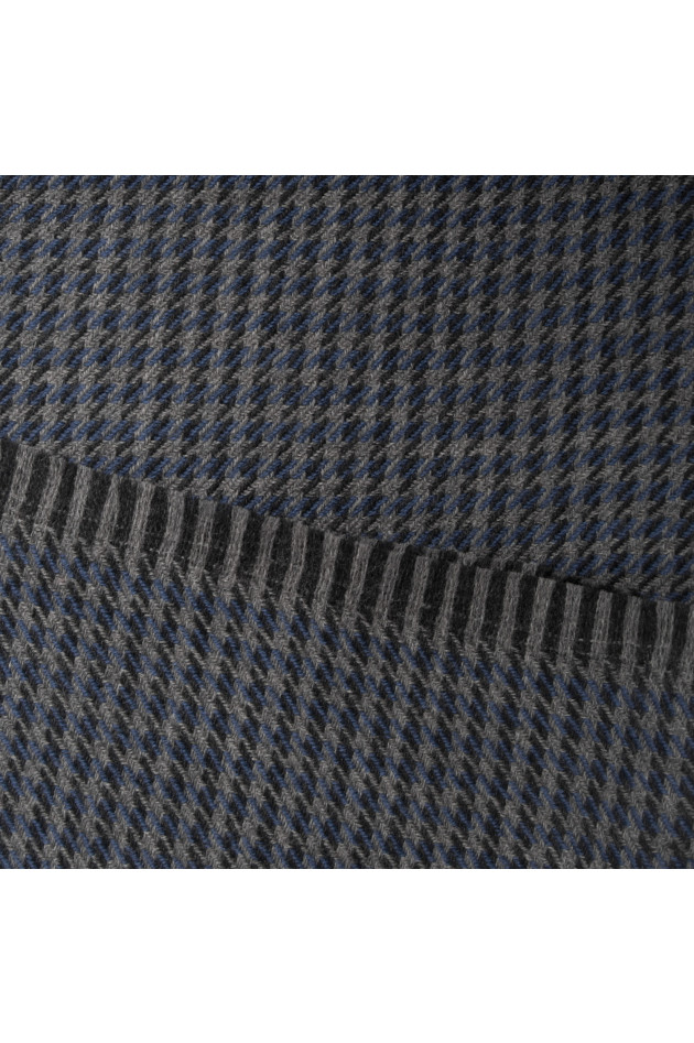 Pelo Schal in Blau/Grau gemustert