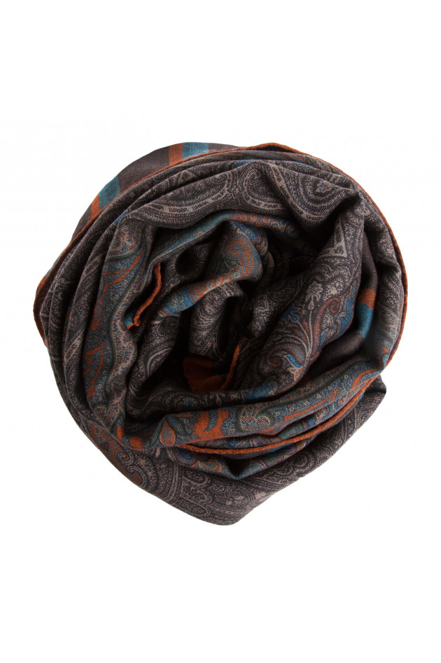 Etro Schal in Schwarz/Cognac gemustert