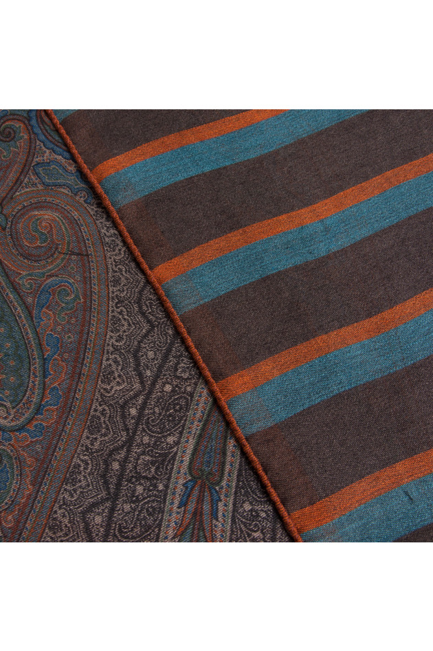 Etro Schal in Schwarz/Cognac gemustert