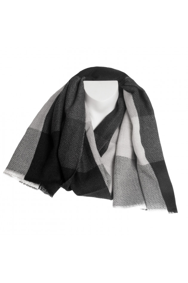 Pelo Schal in Schwarz/Grau gemustert