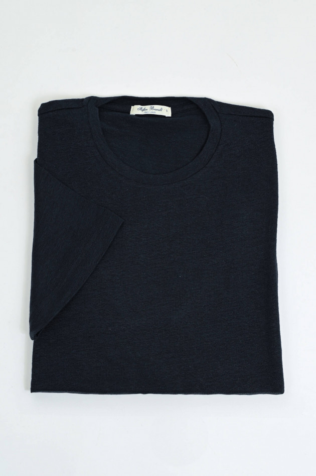 Stefan Brandt T-Shirt aus Leinen-Mix in Marine