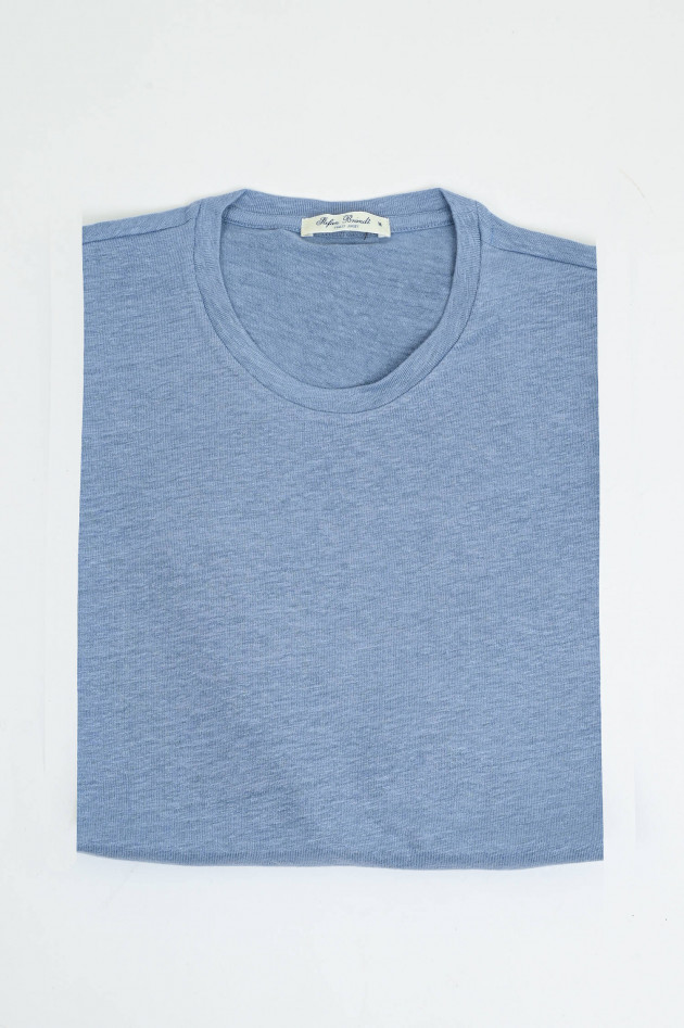 Stefan Brandt T-Shirt aus Leinen-Mix in Light Blue