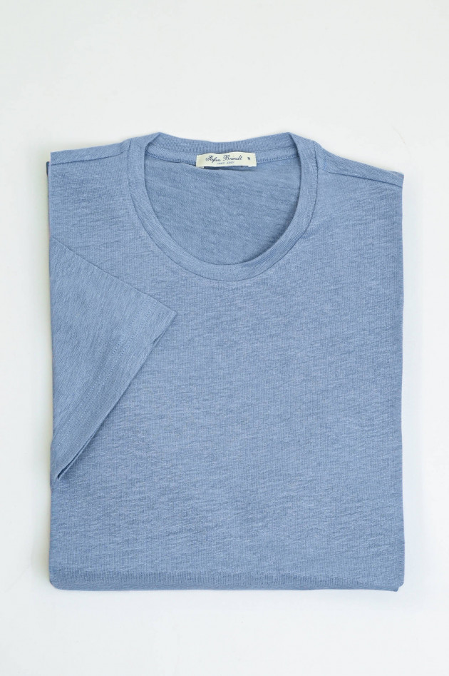Stefan Brandt T-Shirt aus Leinen-Mix in Light Blue