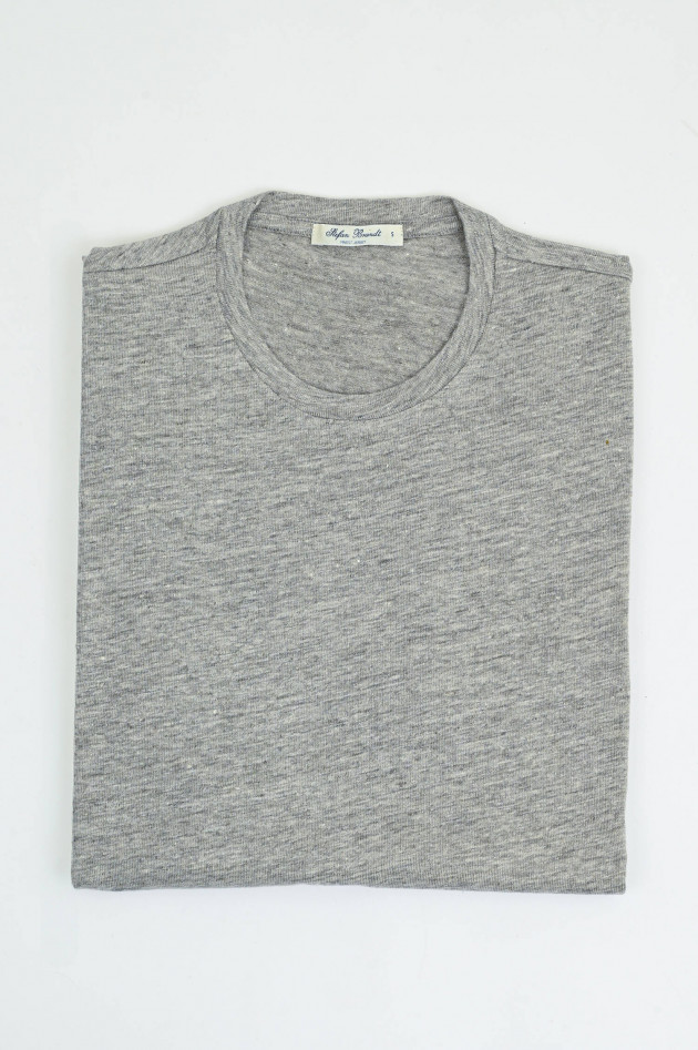 Stefan Brandt T-Shirt aus Leinen-Mix in Hellgrau