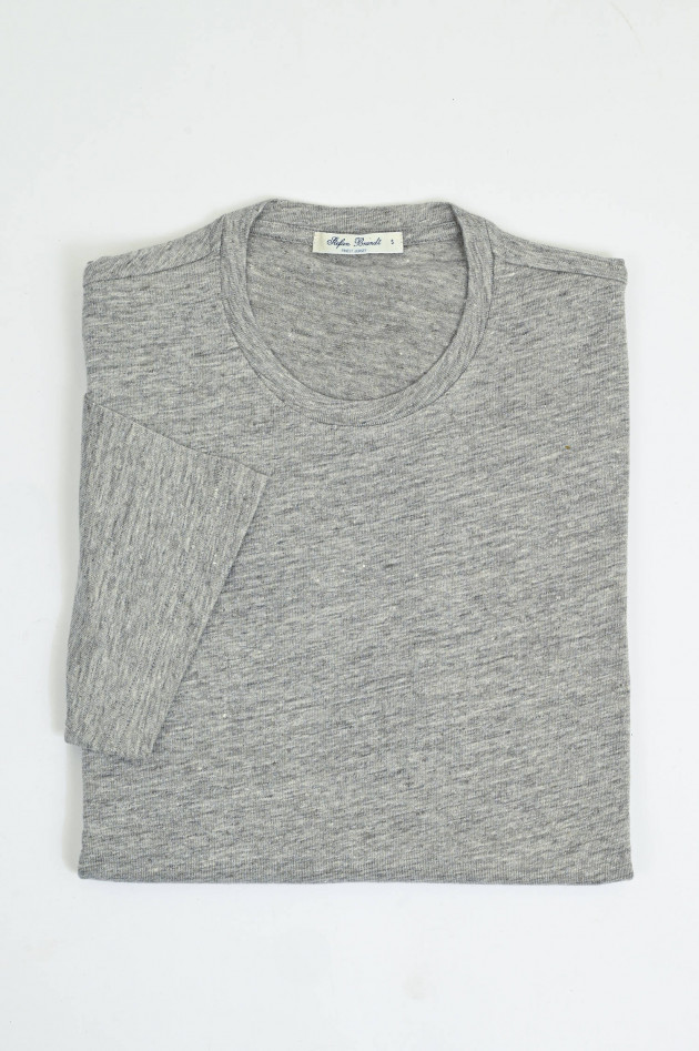 Stefan Brandt T-Shirt aus Leinen-Mix in Hellgrau
