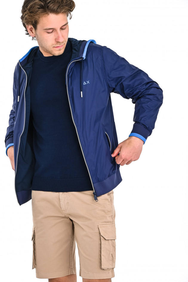 Sun68  Regenjacke mit Rippstrick in Marine