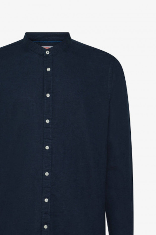 Sun68  Hemd aus Baumwoll-Leinen-Mix in Navy