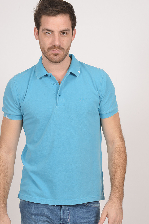 Sun68  Poloshirt im Vintage - Look in Türkis