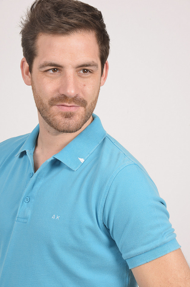 Sun68  Poloshirt im Vintage - Look in Türkis