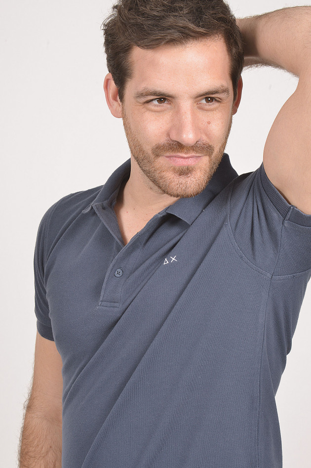 Sun68  Poloshirt im Vintage - Look in Navy
