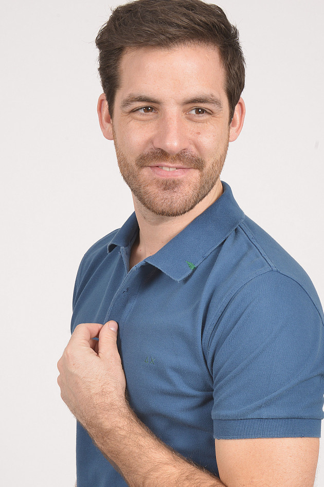 Sun68  Poloshirt im Vintage - Look in Blau
