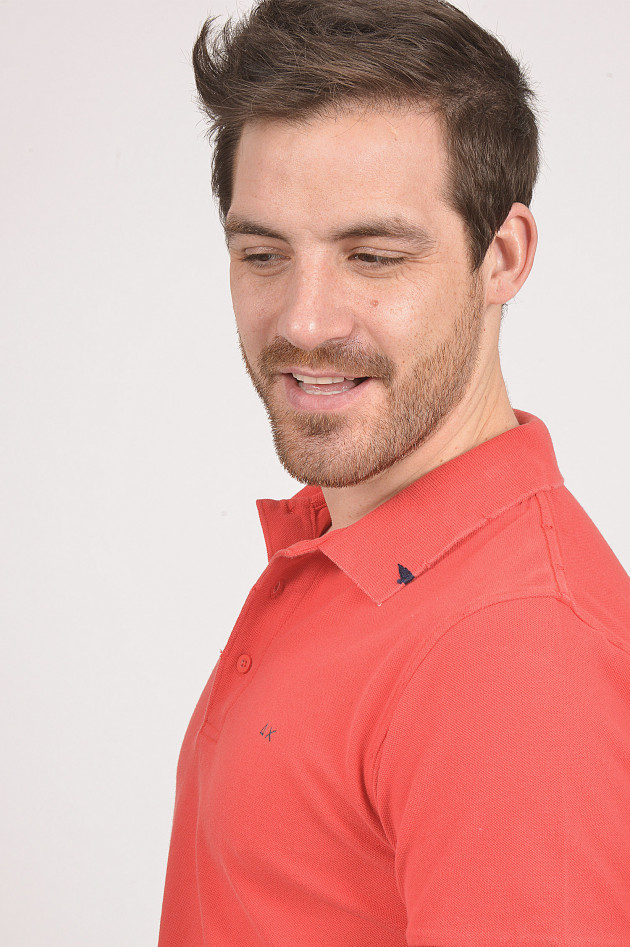 Sun68  Poloshirt im Vintage - Look in Rot