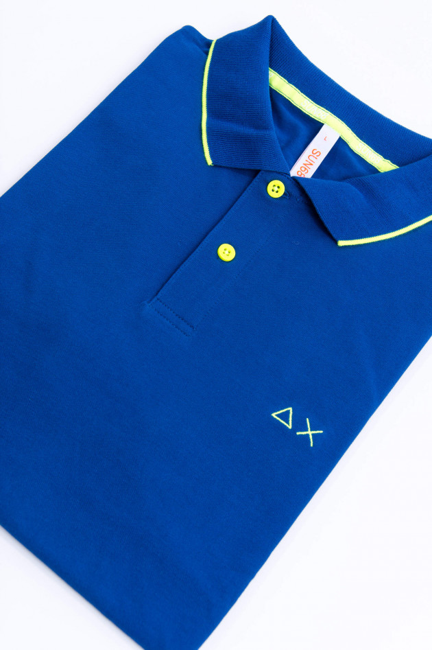 Sun68  Modernes Polo in Royalblau/Gelb