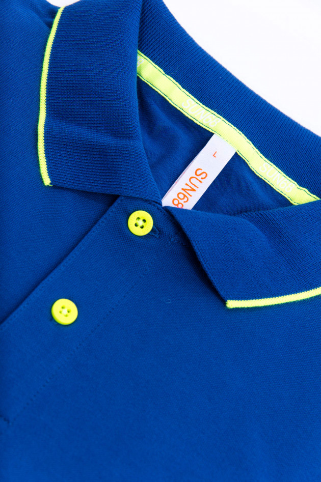 Sun68  Modernes Polo in Royalblau/Gelb