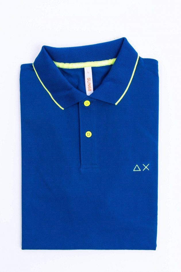 Sun68  Modernes Polo in Royalblau/Gelb