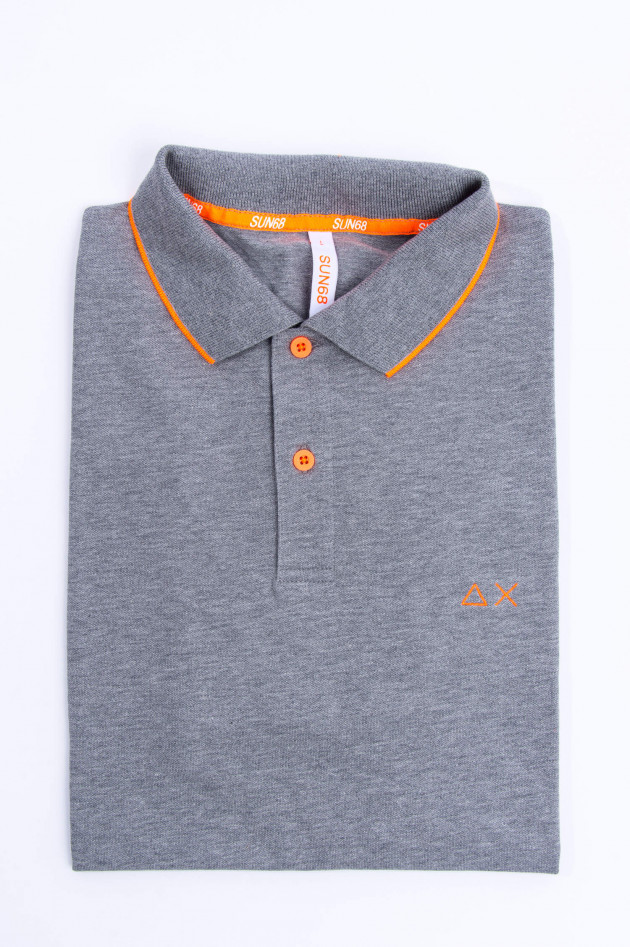 Sun68  Modernes Polo in Grau/Orange meliert