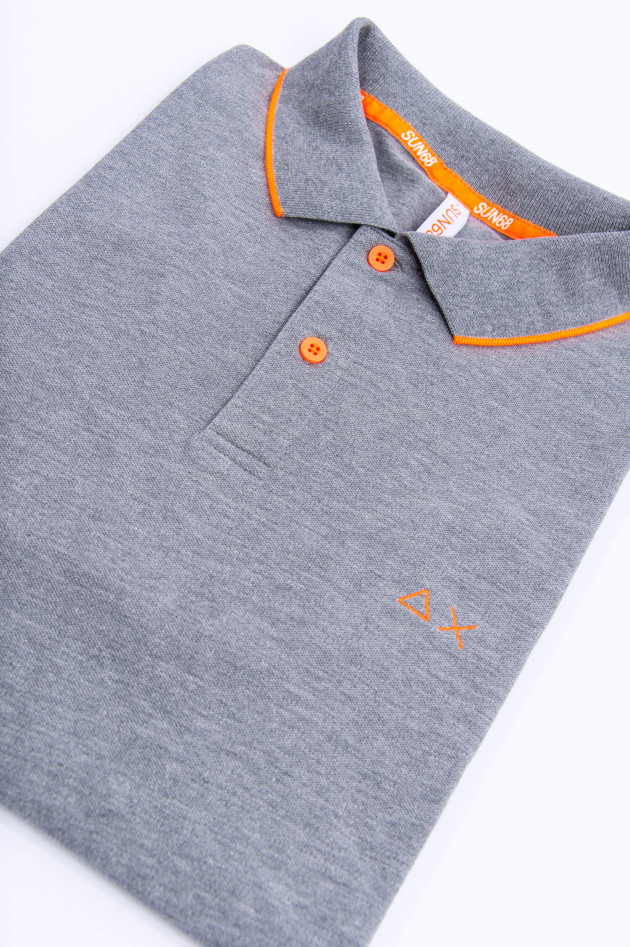 Sun68  Modernes Polo in Grau/Orange meliert