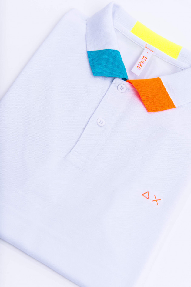 Sun68  Poloshirt mit Neon-Details in Weiß/Multicolor