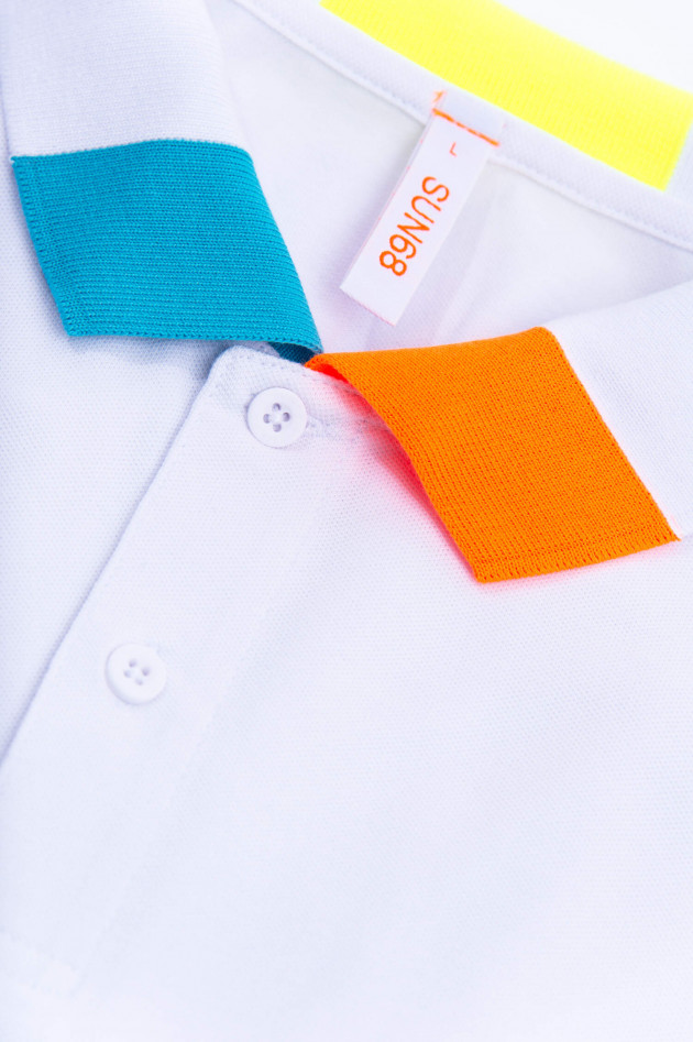 Sun68  Poloshirt mit Neon-Details in Weiß/Multicolor