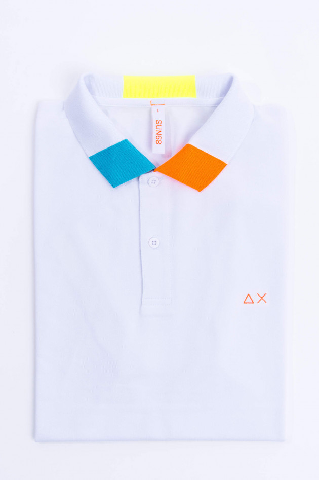 Sun68  Poloshirt mit Neon-Details in Weiß/Multicolor