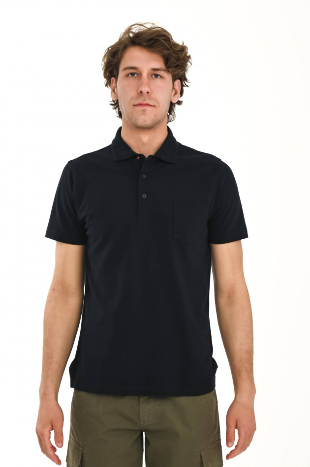 Sun68  Poloshirt mit aufgesetzter Tasche in Schwarz