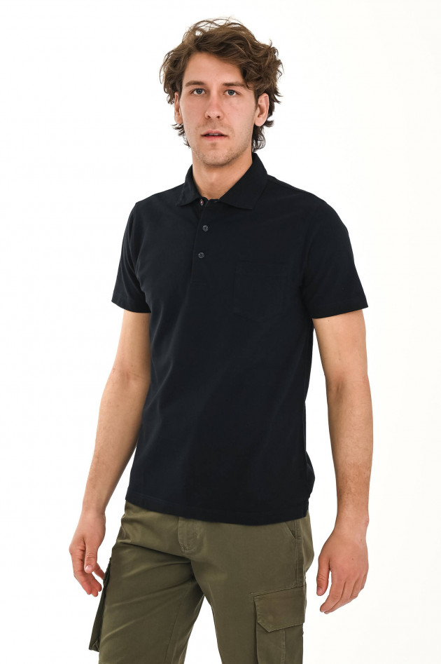 Sun68  Poloshirt mit aufgesetzter Tasche in Schwarz